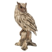 Hi-Line Gift Ltd 87650-A Driftwood Eagle Owl On Stump Statue