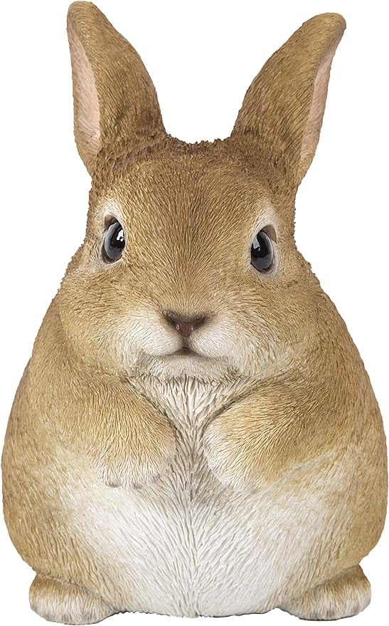 Adorable Brown and White Polyresin Standing Rabbit Statue