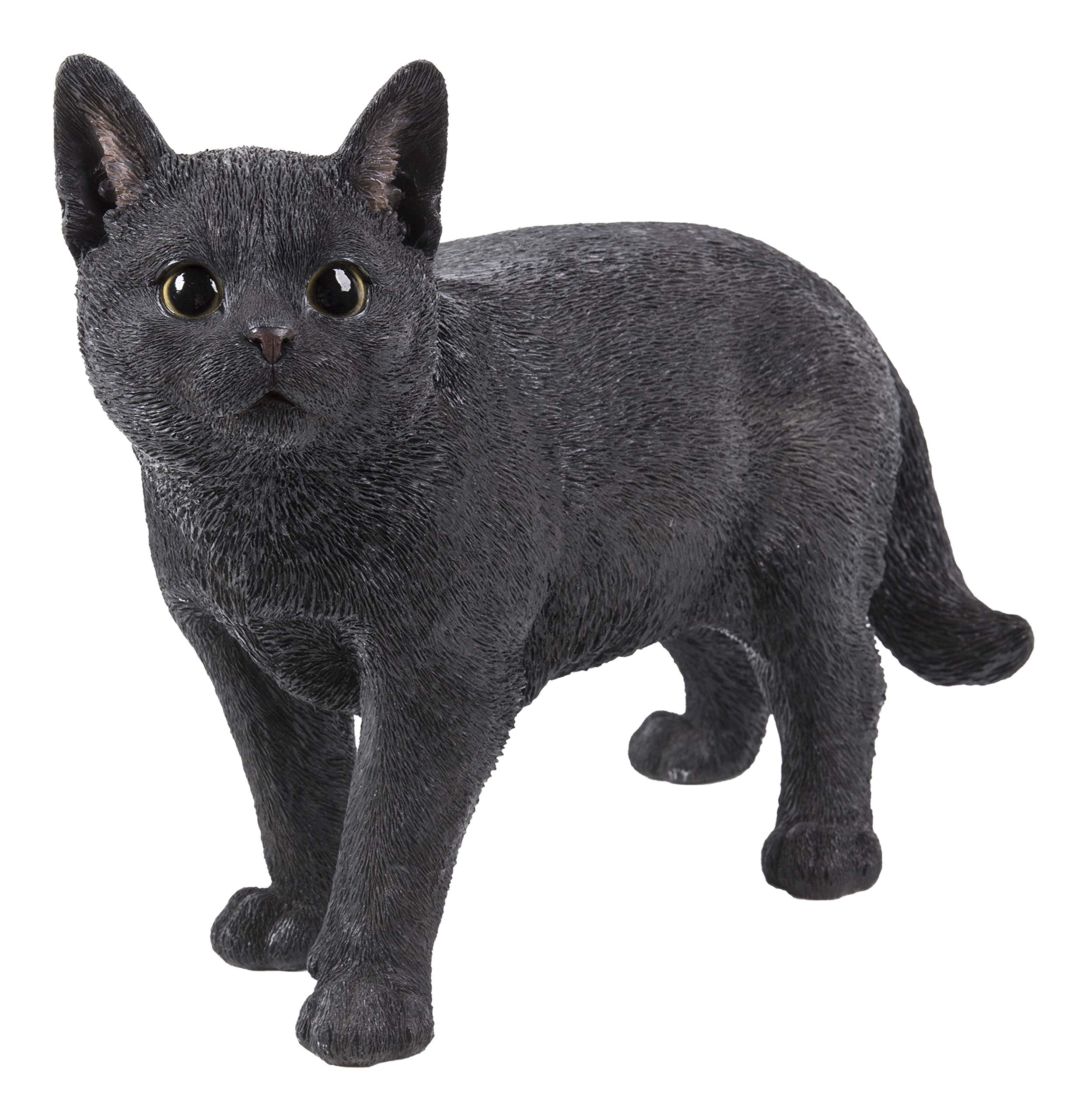 Hi-Line Gift 87757-L Black Cat Walking Looking Left Statue