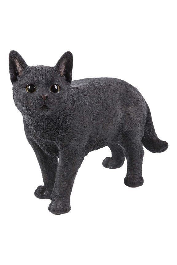 Hi-Line Gift 87757-L Black Cat Walking Looking Left Statue