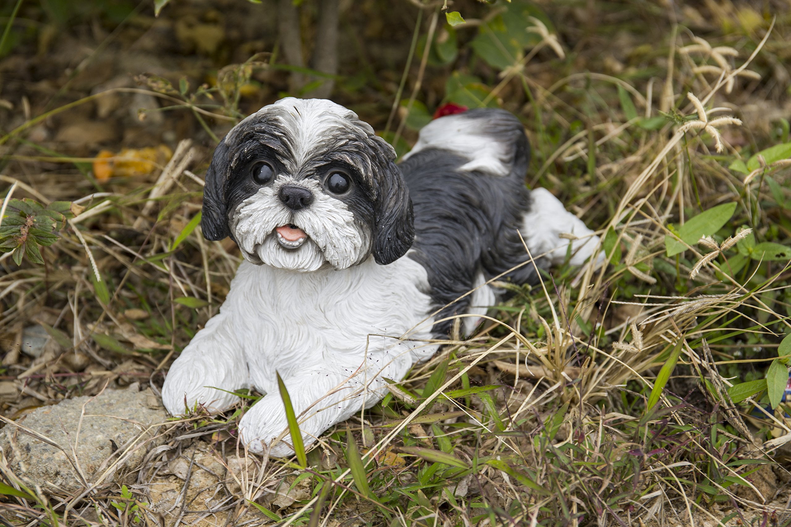 Hi- Line Gift 87797-BK Shih Tzu Lying Down Black/White Statue