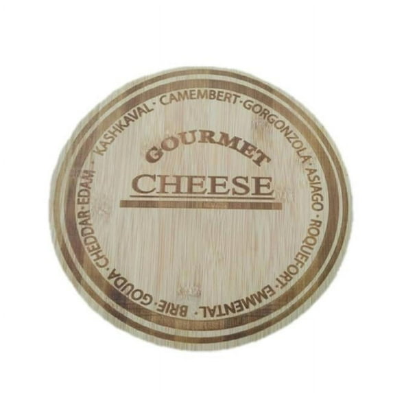 Hi-Line Gift CCB308R10 Round Bamboo Cutting Board With Engraved Cheese Selection