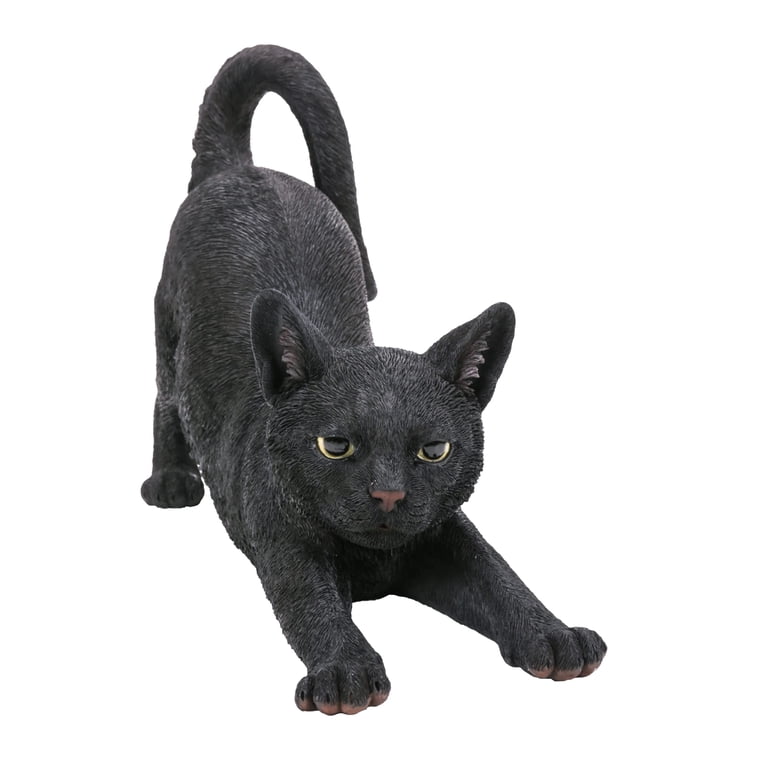 Hi-Line Gift Cat Stretching-Black, 2.64 lbs., 14.76inchL x 5.31