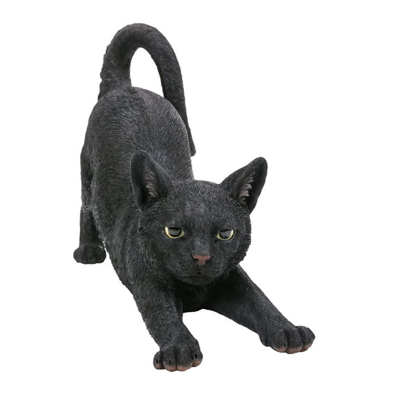 Hi-Line Gift Cat Stretching-Black, 2.64 lbs., 14.76inchL x 5.31inch W x 9.37inch H (87757-P)