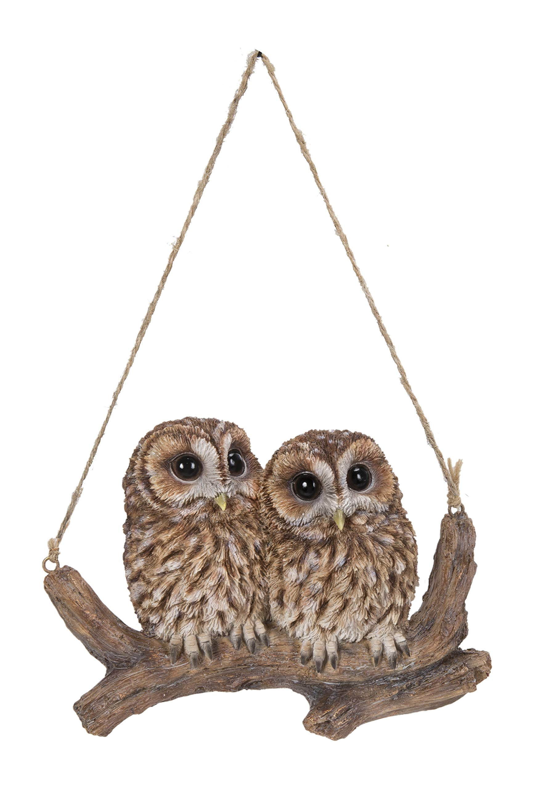 Hanging Baby Owlets on Brown Resin Branch Statue
