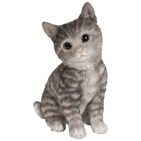 Hi-Line Gifts 7.75" Cute Sitting Tabby Kitten Outdoor Garden Statue
