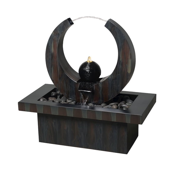 Hi-Line Gift LED Lights Zinc Metal Fountain with LED Lights Outdoor, Rusty Gray