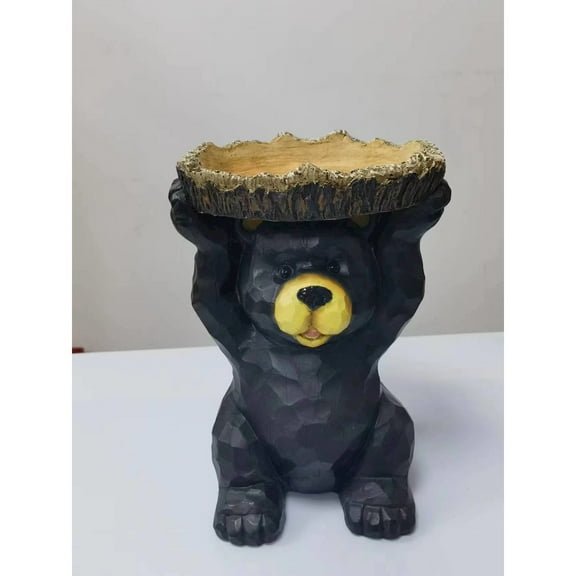 Hi-Line Gift Ltd 75619-S Sitting Bear Holding Bird Bath Garden Decor