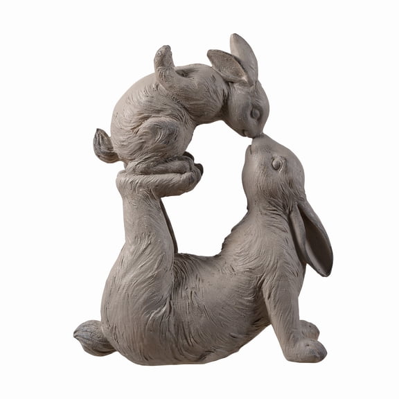 Mom & Baby Rabbits Garden Statue Bunny Yard Decor