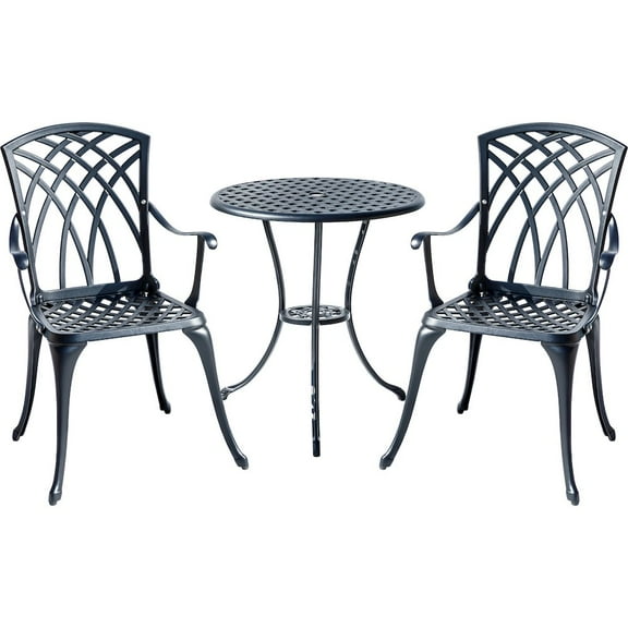 Hi-Line Gift Ltd 78658-A-BK A Touch of Class- Black Cast Aluminium Bistro Set for Your Space