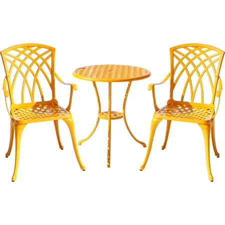 Sunny Retreat- Yellow Cast Aluminium Bistro Set