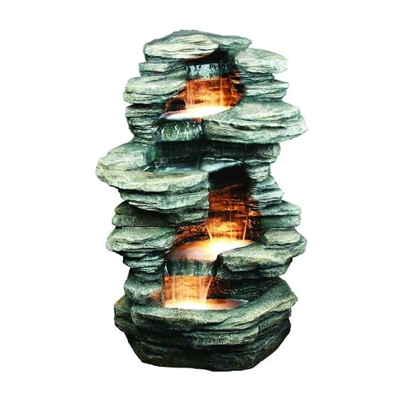 Hi-Line Gift Ltd. Four Level Indoor/Outdoor Rock Fountain With Halogen Light
