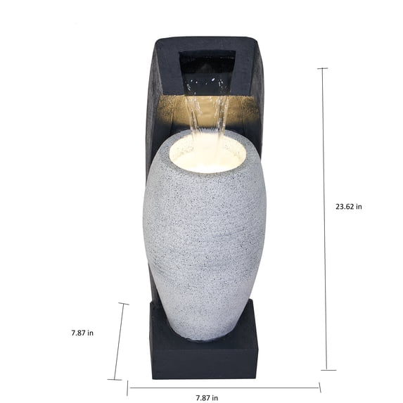 24" H Contemporary Vase Water Fountain with Warm White LED