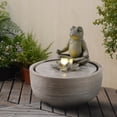 thumbnail image 1 of Hi-Line Gifts LED Lighted Frog Meditating Outdoor Garden Water Fountain - 15.5", 1 of 4