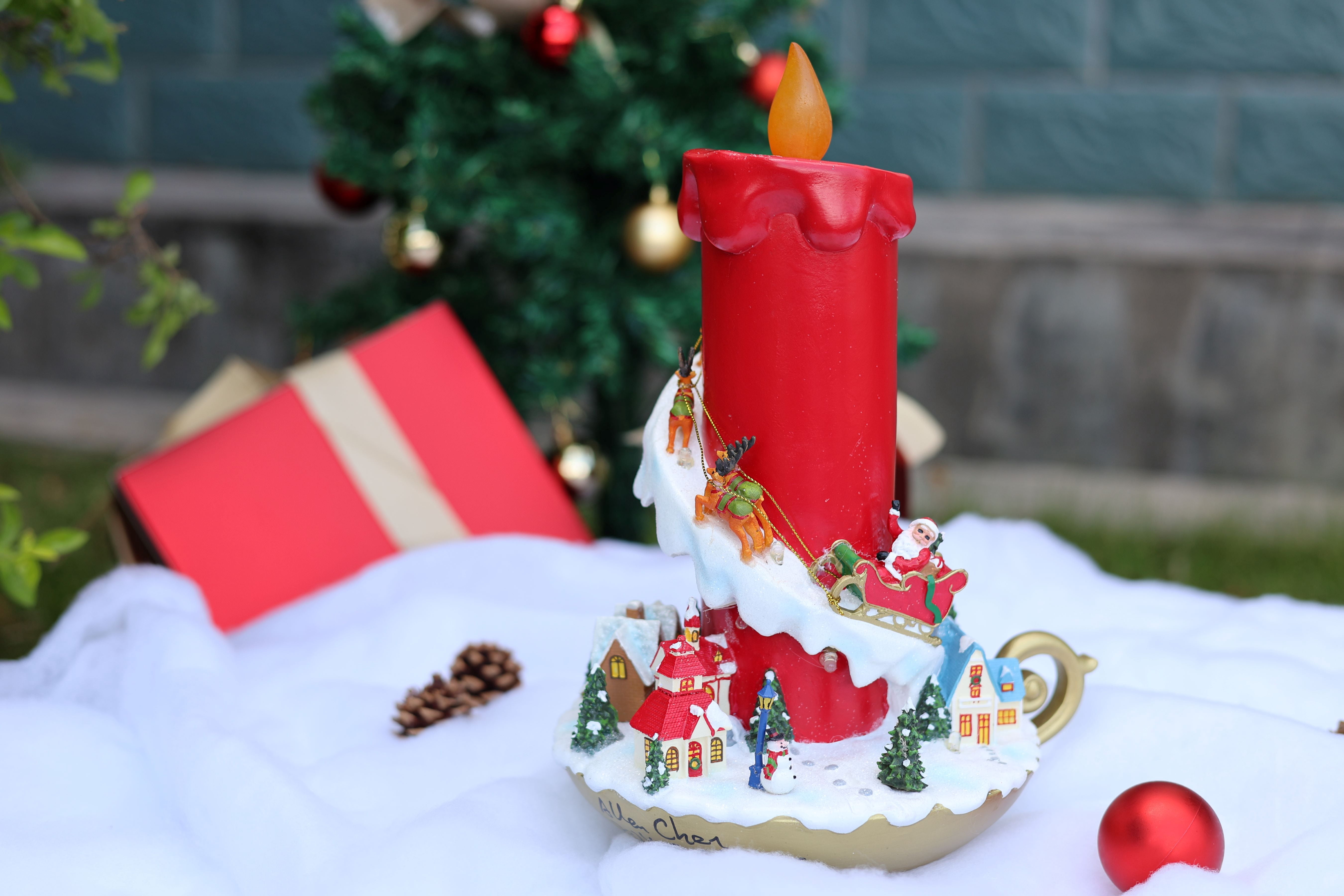 13in Lighted Christmas Candle Decor Battery Operated Indoor Use Only