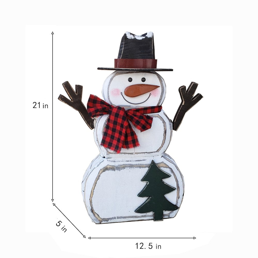 Hi-Line Gift Ltd 85255-J Wooden Snowman with Scarf Christmas Decor Indoor Outdoor Use