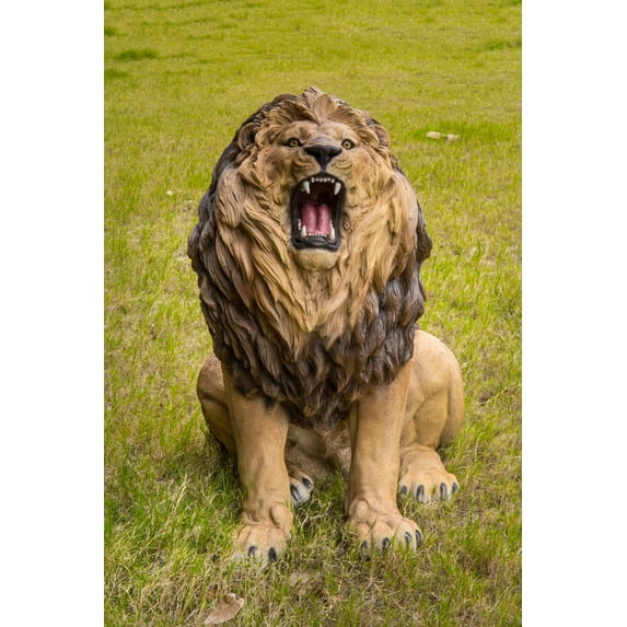 LION ROARING ULTRA REALISTIC STATUE