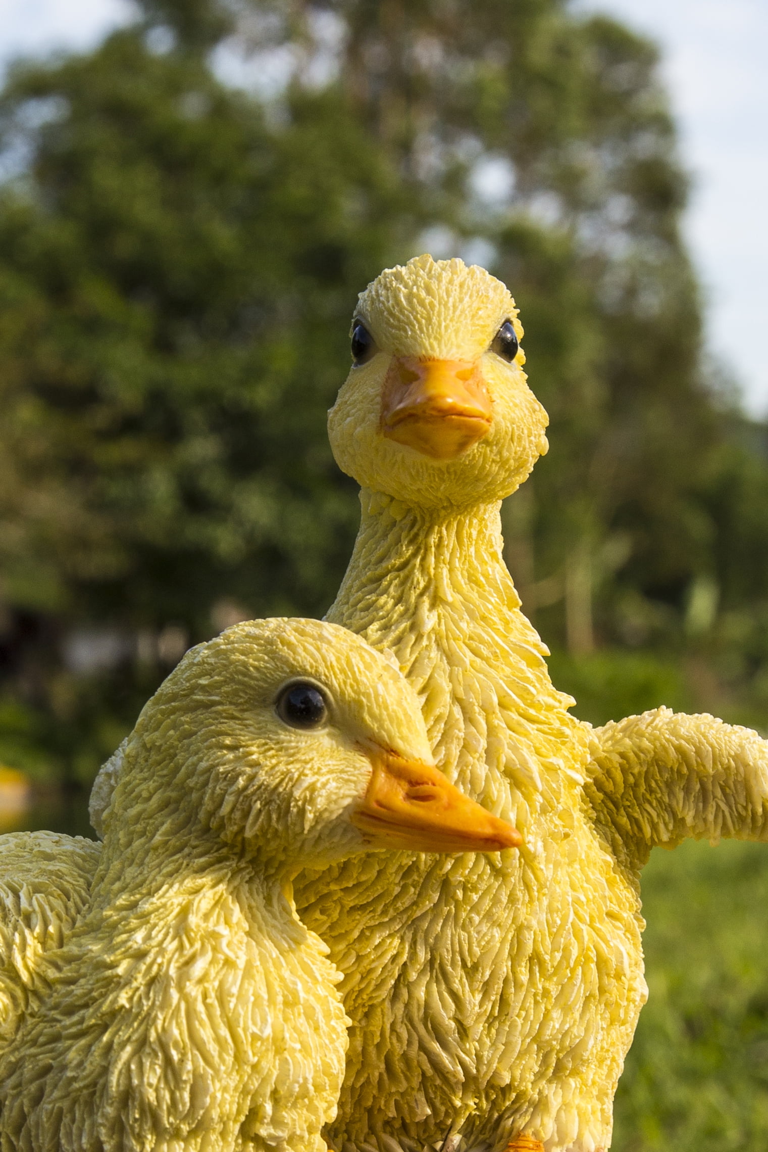 Playful Ducklings Garden Statue -Yellow