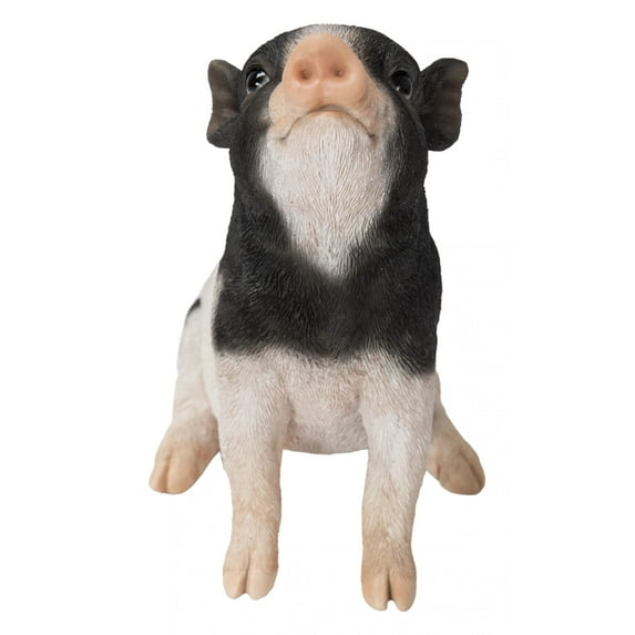 Hi-Line Gift Ltd 87726-D Baby Pig Sitting Statue, 6.3-inch Height, Black and White