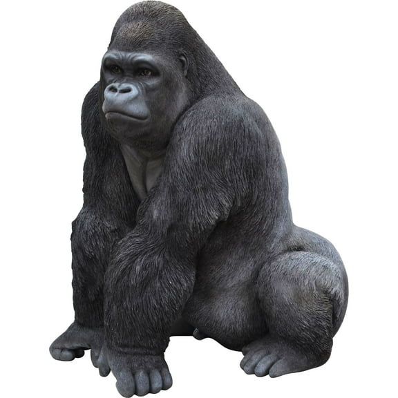 Hi-Line Gifts 21" Gorilla Seated and Leaning Forward Outdoor Garden Statue