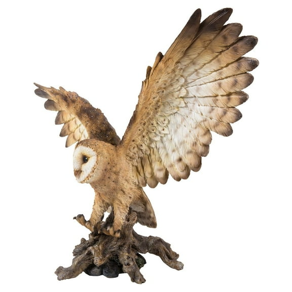 Hi-Line Gift Ltd. Barn Owl On Stump with Open Wings