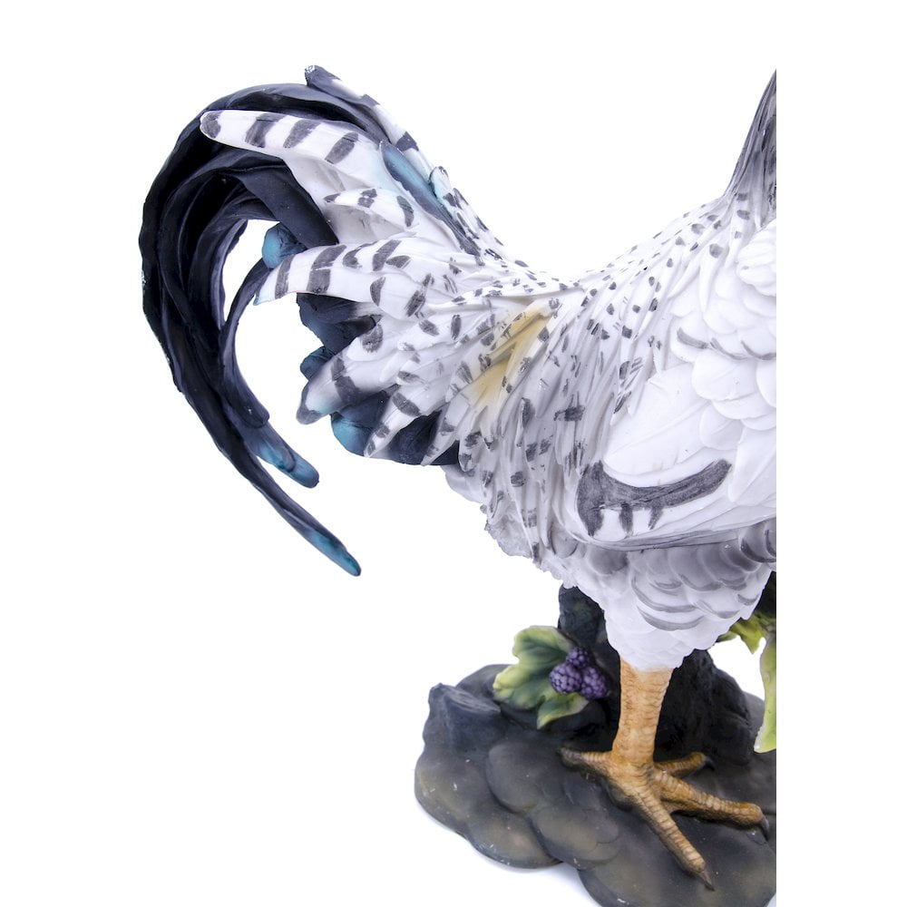 BLACK & WHITE ROOSTER STATUE