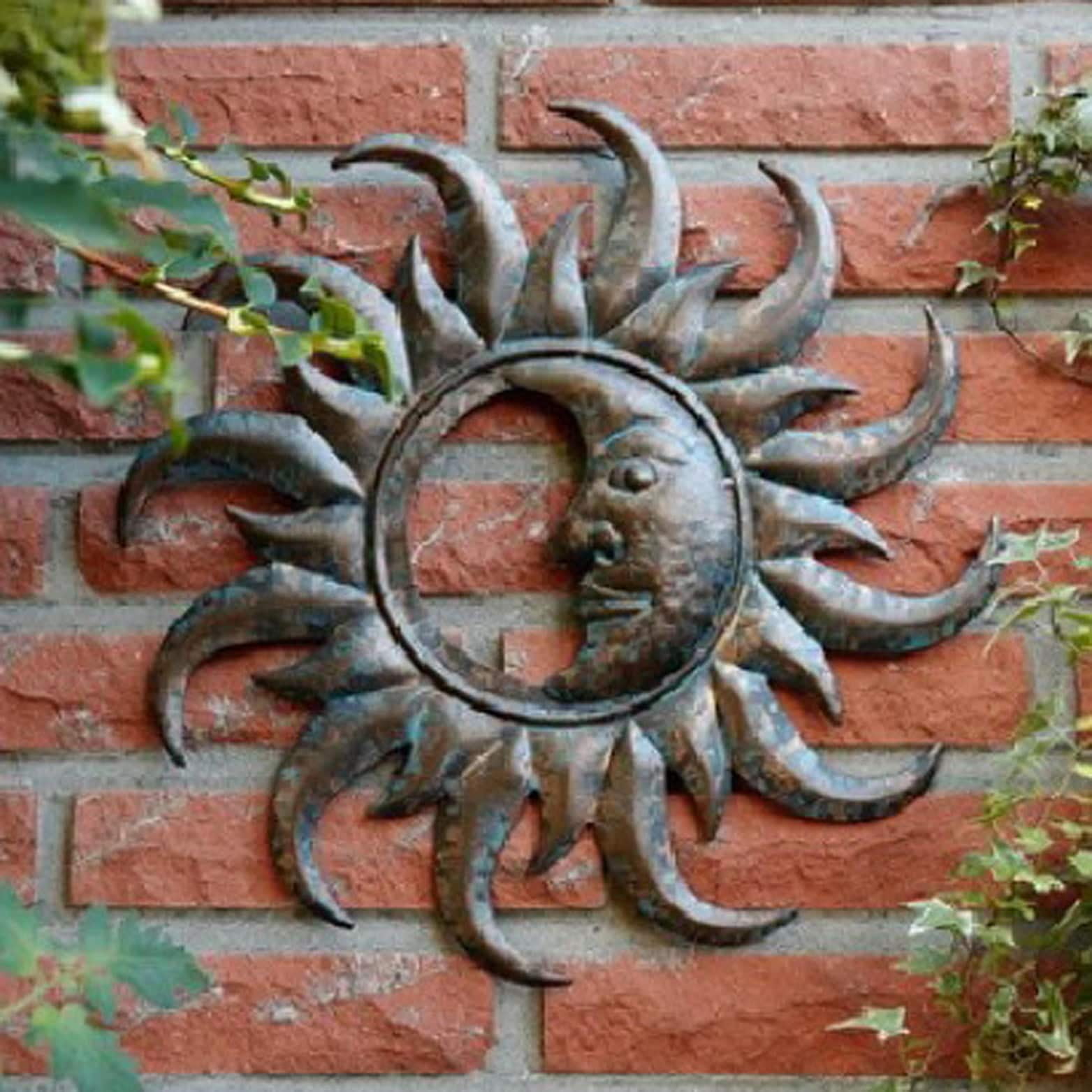 Bronze and Blue Resin Half Moon Sunface Wall Art