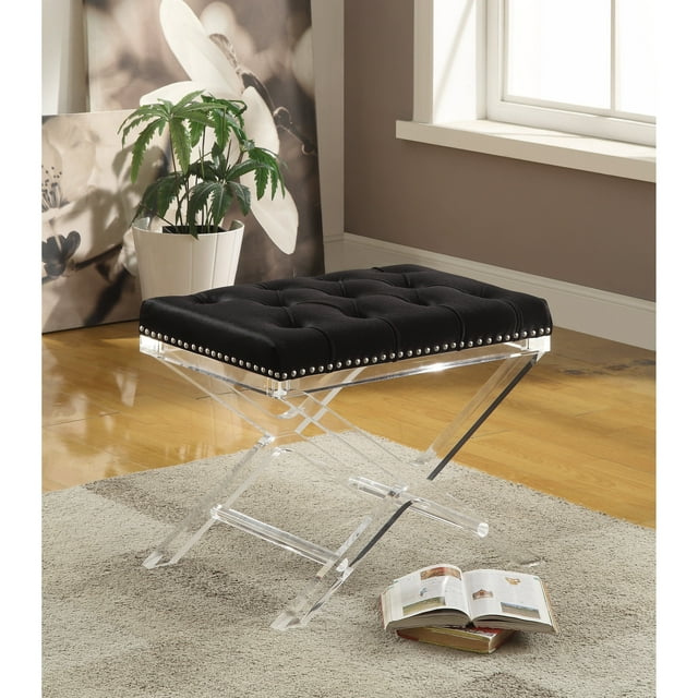 Black Button-Tufted Velvet X-Base Chair - Walmart.com