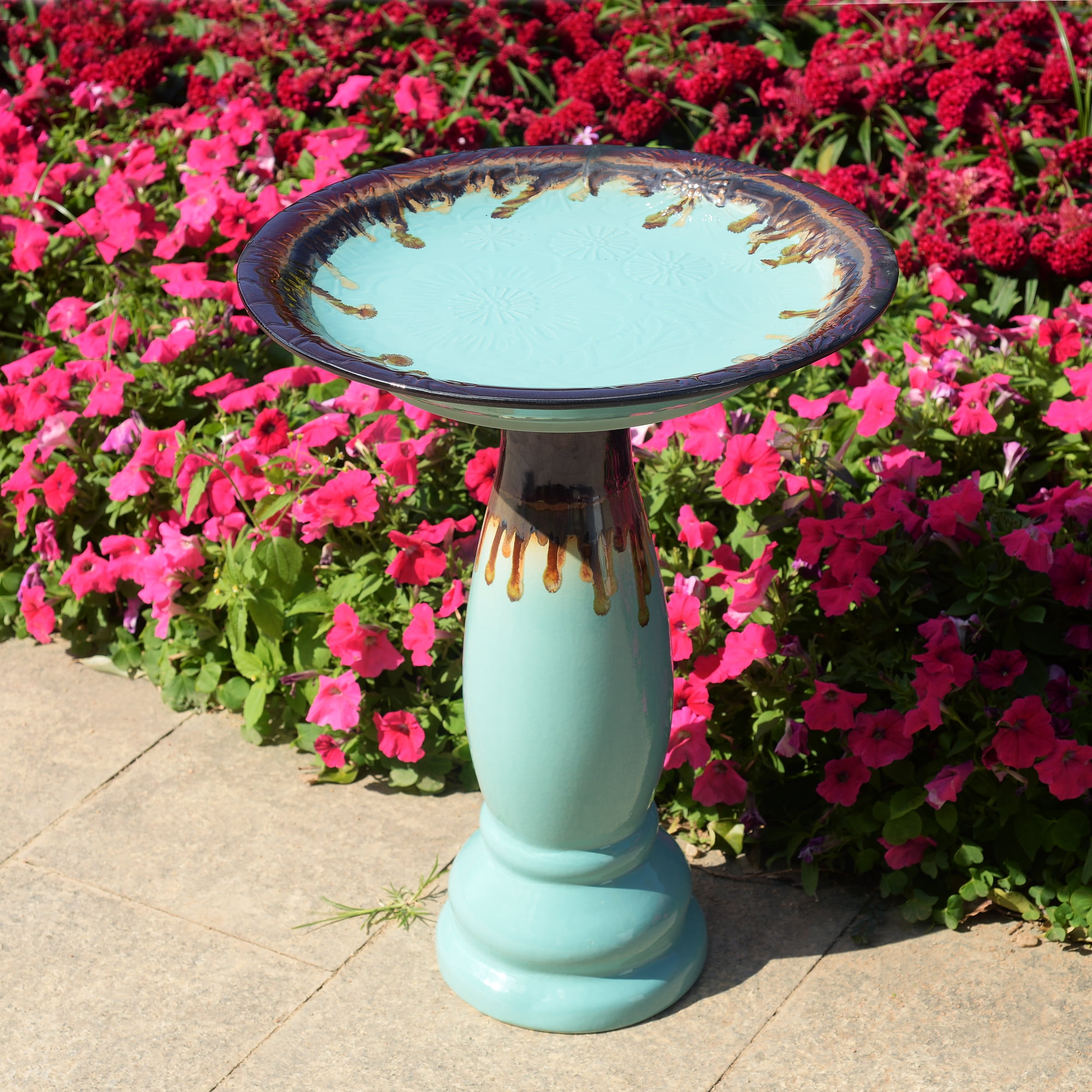 Ceramic Birdbath - Tranquil Blue Oasis