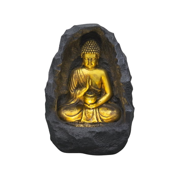 Hi-Line Gift Ltd. Golden Buddha Fountain Indoor W/LEDs