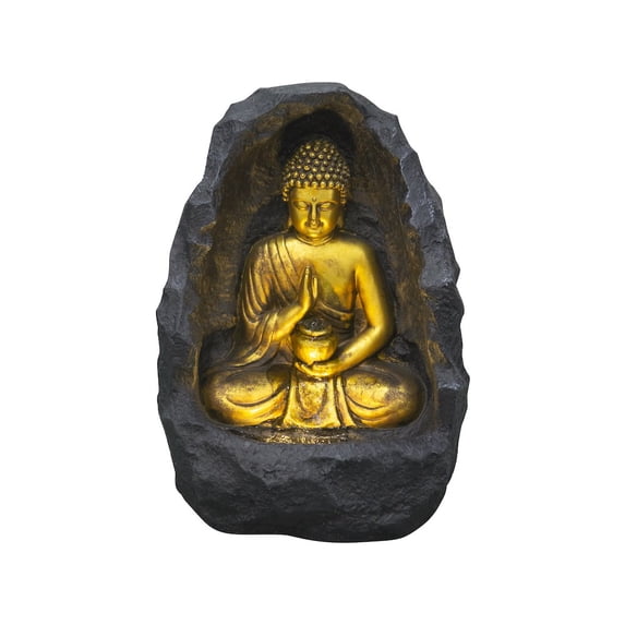 Hi-Line Gift Ltd. Golden Buddha Fountain Indoor W/LEDs