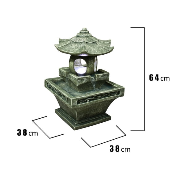 Hi-Line Gift Ltd. Pagoda Lantern Fountain With Light