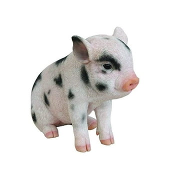 Hi-Line Gift Ltd Sitting Baby Pig with Black Spots, 6"