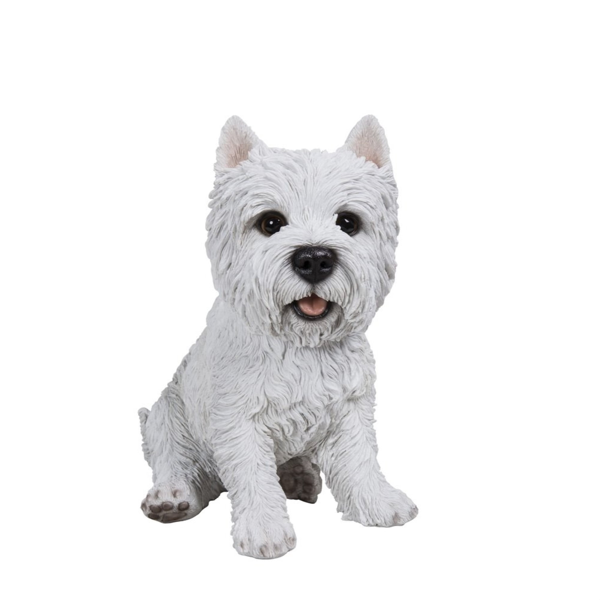 Handcrafted White Polyresin Terrier Dog Garden Statue