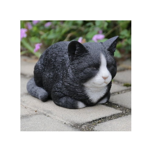 Hi-Line Gift 87729-A Cat Sleeping Statue, Black & White