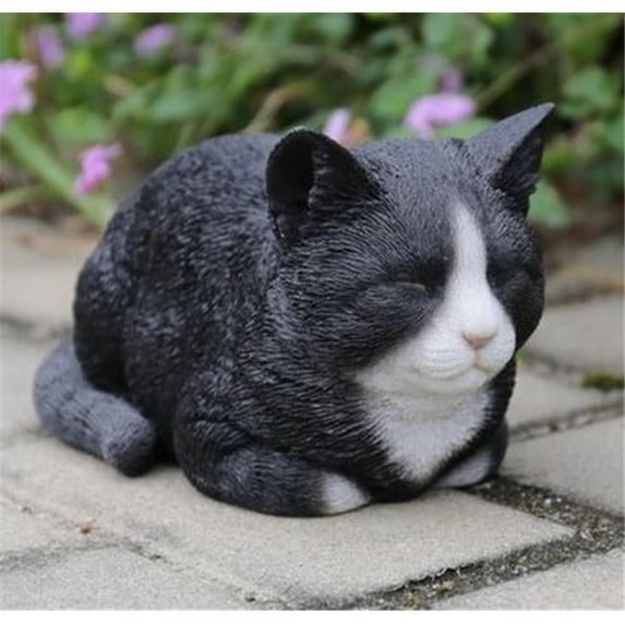 Hi-Line Gift 87729-A Cat Sleeping Statue, Black & White