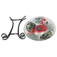 thumbnail image 1 of Hi-Line Gifts 21" Flamingo Verdant Glass Outdoor Glass Solar Bird Bath with Stand, 1 of 4
