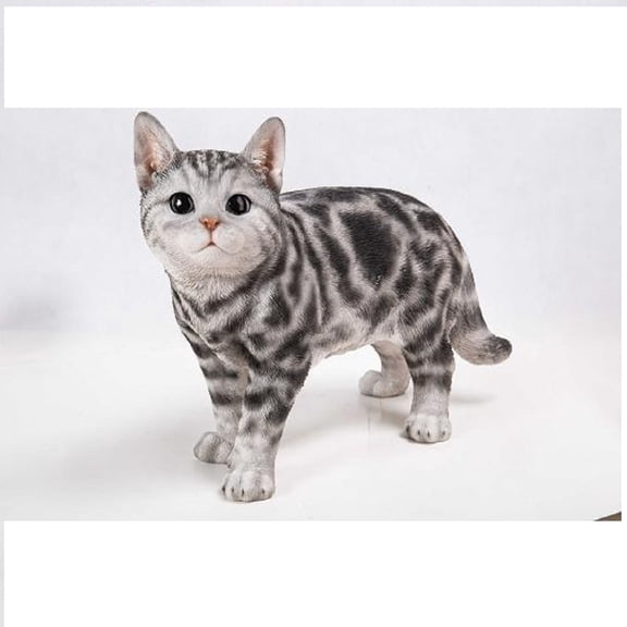 Hi-Line Gift Standing American Shorthair Cat Statue 15.75 Inch