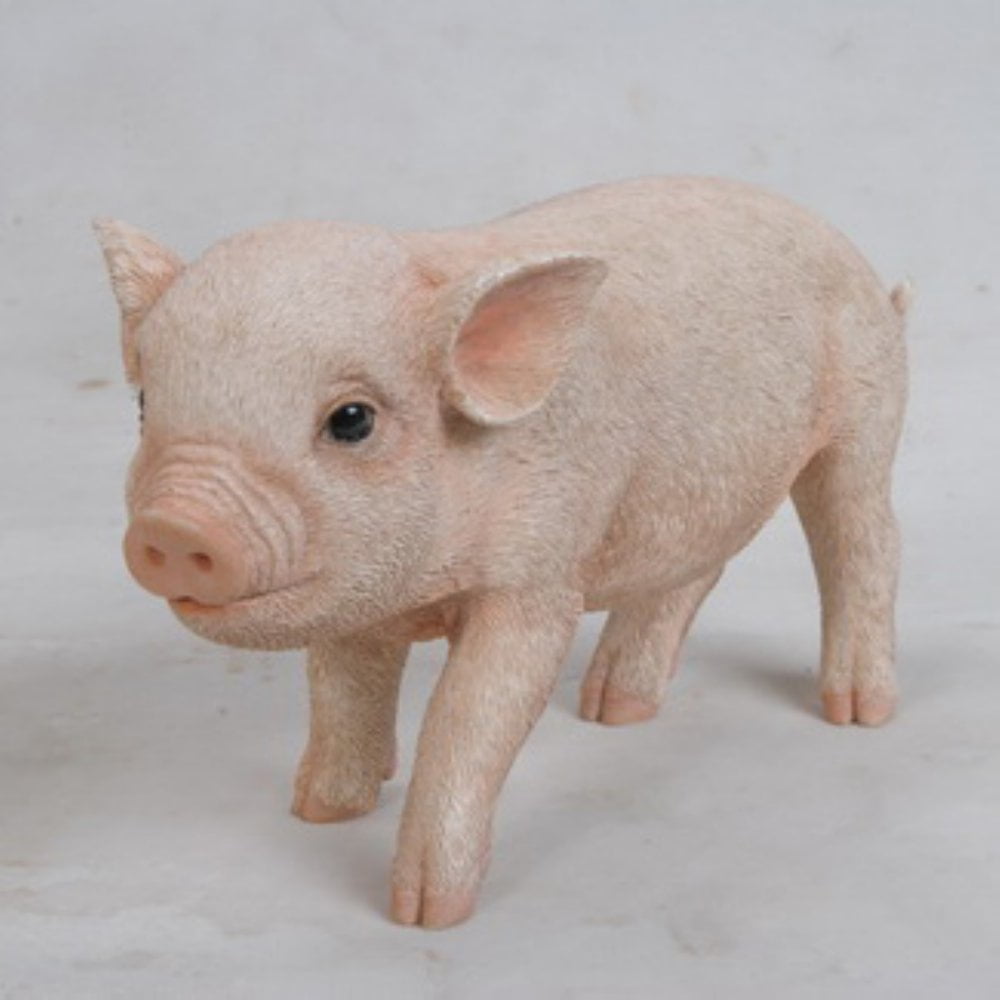 Pink Polyresin Standing Baby Pig Garden Statue