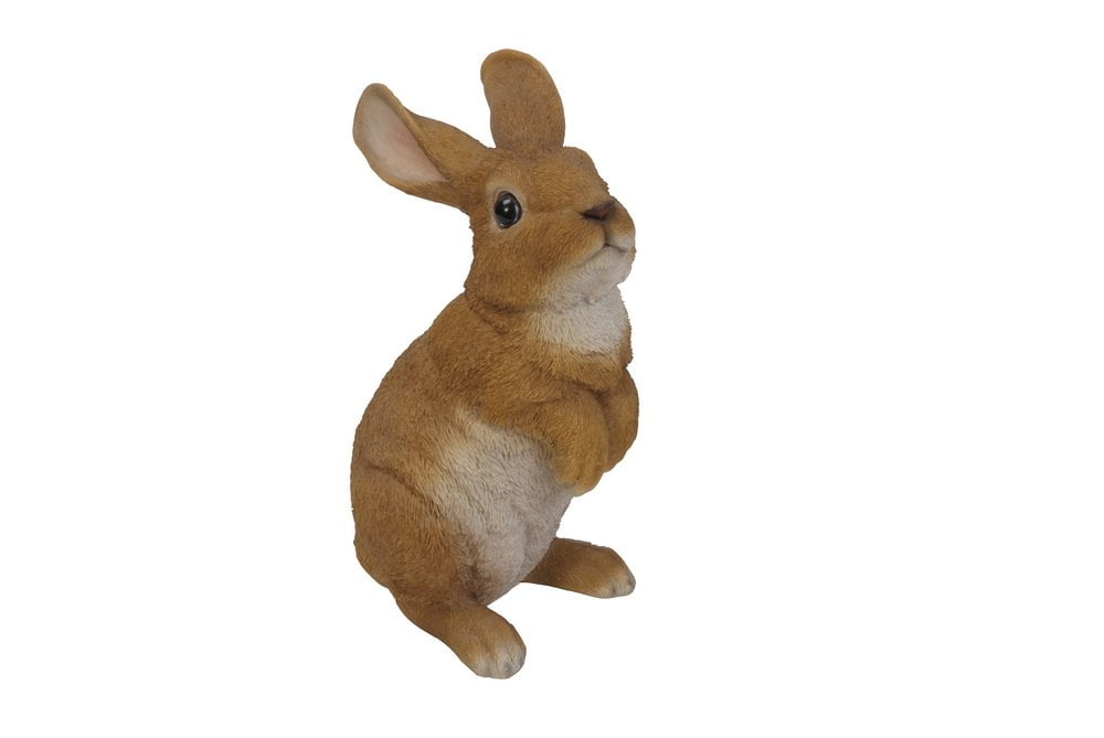 Adorable Brown and White Polyresin Standing Rabbit Statue