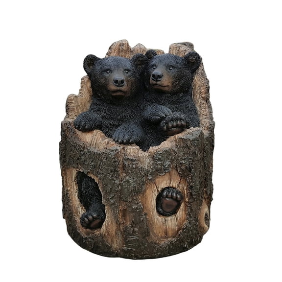 Hi-Line Gift Ltd. Stump Cubs Duo: Playful Polyresin Black Bear Figurine Set