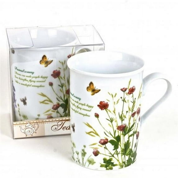 Hi-Line Gift MUG-R095 Porcelain Mug In Gift Box - Field Flowers Tea Time