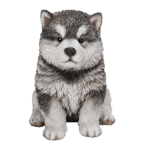 Hi-Line Gift Malamute Puppy Sitting Statue, Brown