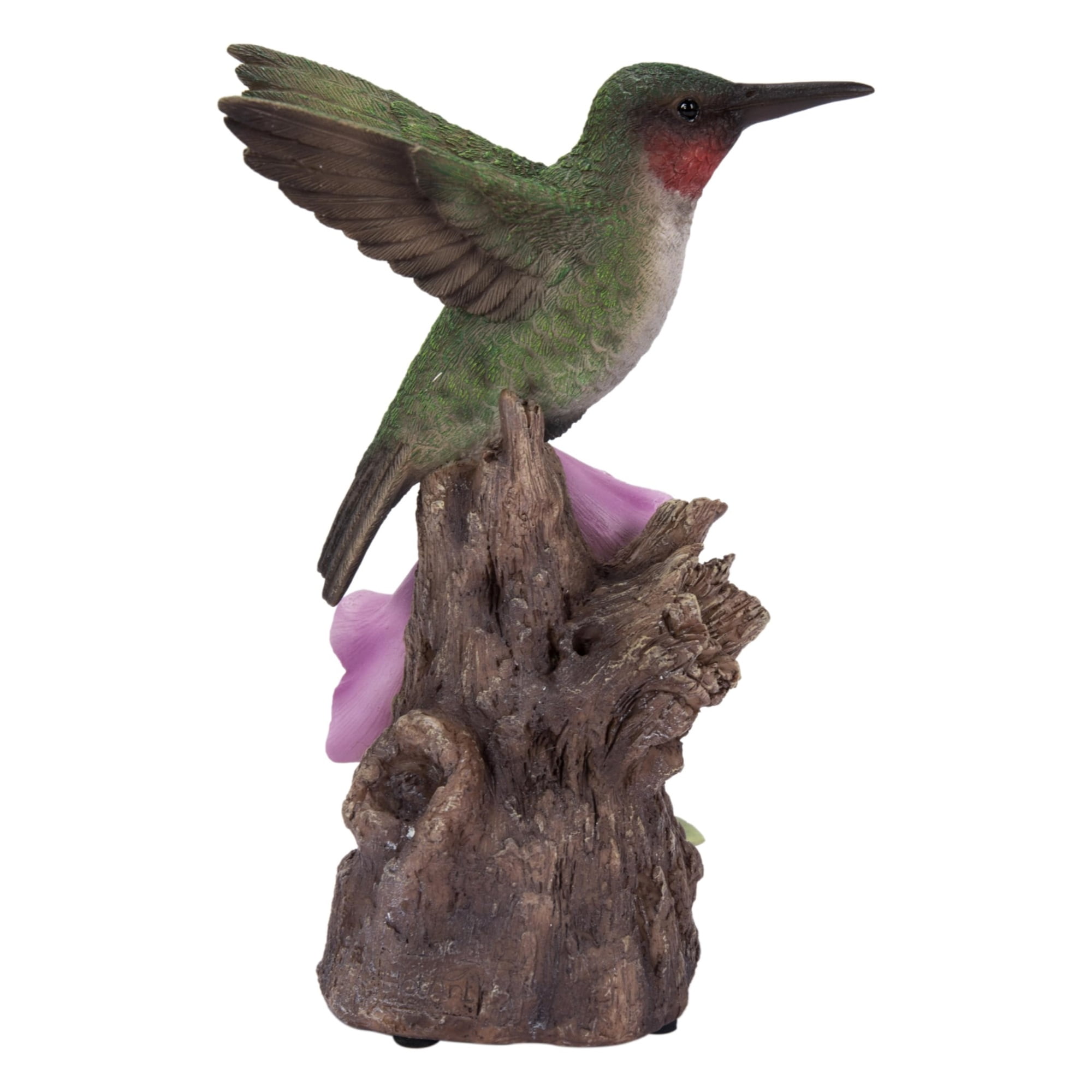 Motion Activated Singing Hummingbird on Pink Foxglove Polyresin Statue