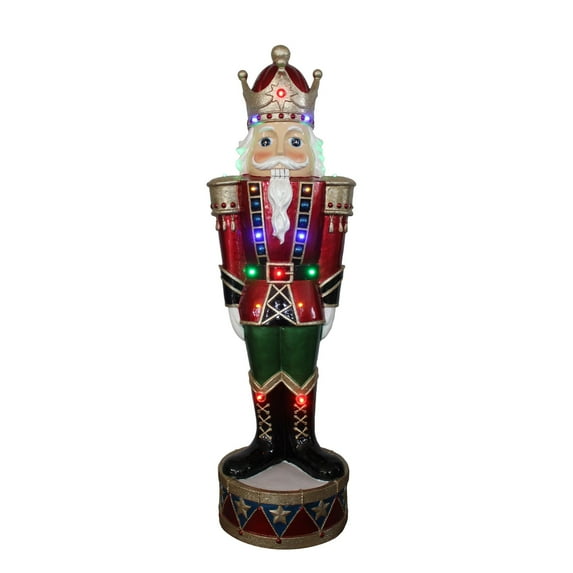 Hi-Line Gifts 36.5" Pre-Lit Christmas Nutcracker Statue with LED Multi-Colored Lights