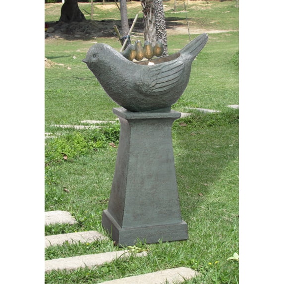 Hi-Line Gift Outdoor Lighted Bird Bath Fountain