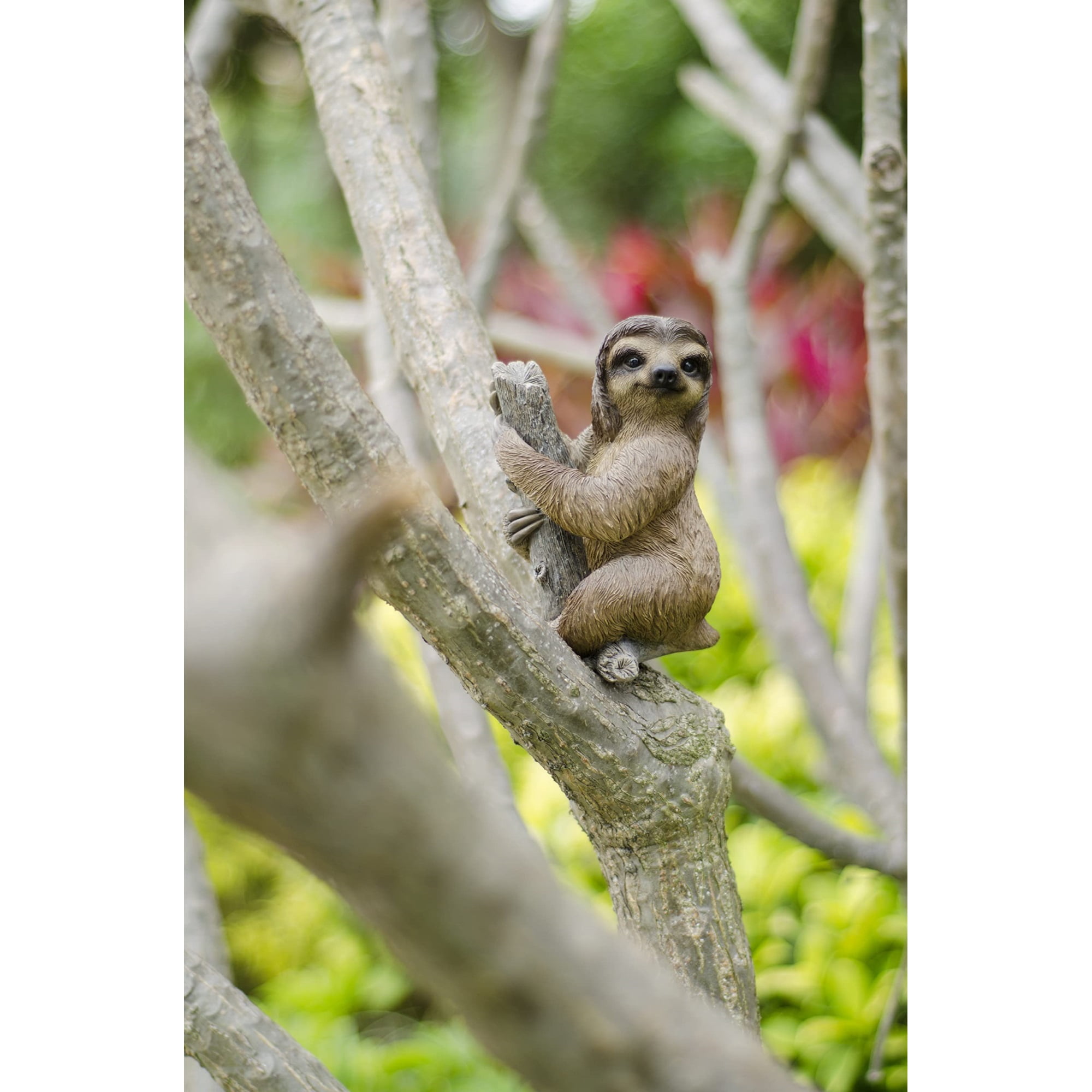 Adorable Dark Brown Polyresin Pet Sloth Garden Statue