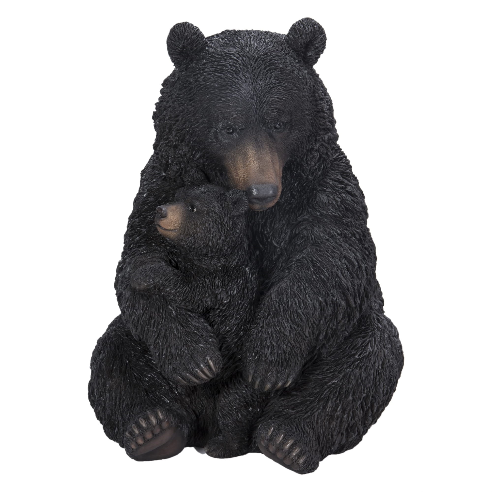 Large Black Polyresin Bear Mother and Child Garden Statue