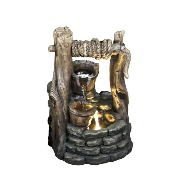 Hi-Line Gift Stacking Bowls Fountain with White LED Lights, Polyresin Multicolor, 36"