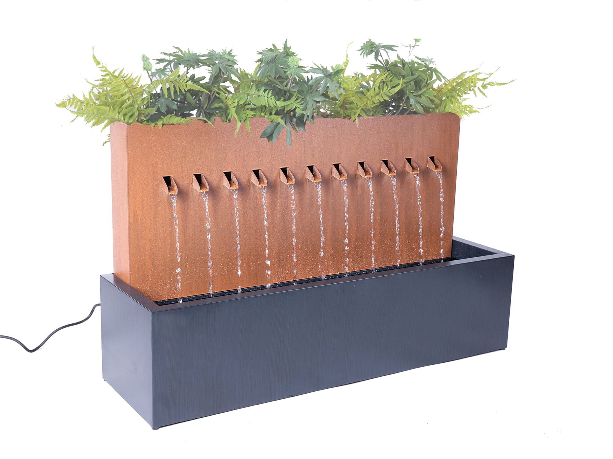 3.25' Bronze and Gray Two-toned Zinc Metal Fountain with Planter